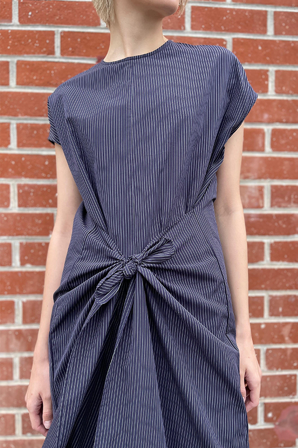 Knotted Stripe Jumpsuit in Navy