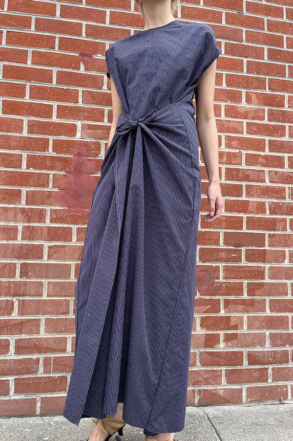 Knotted Stripe Jumpsuit in Navy