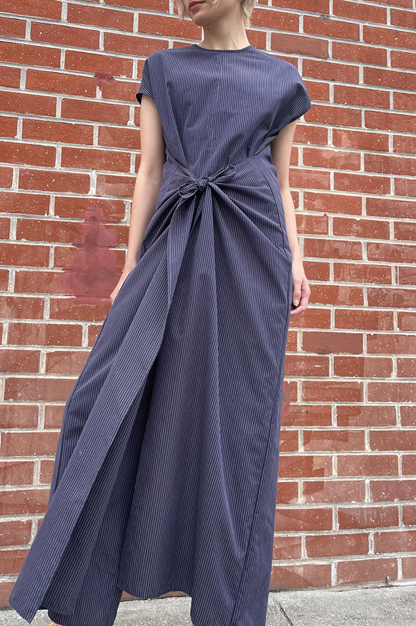 Knotted Stripe Jumpsuit in Navy