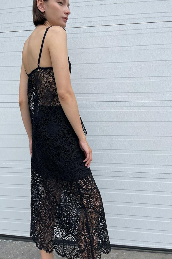 Beaufille Dion Lace Midi Skirt in Black