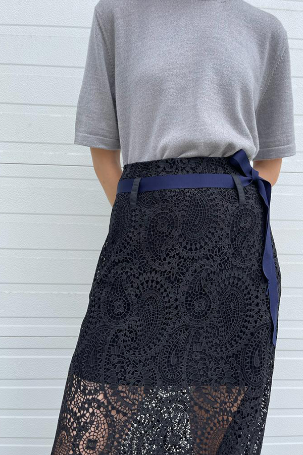Beaufille Dion Lace Midi Skirt in Black