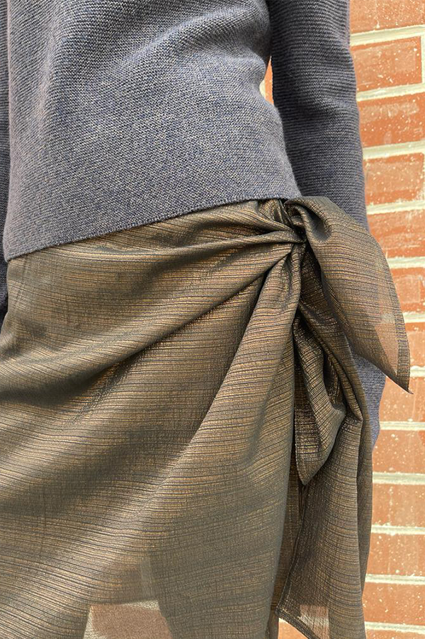 Lame Front Panel Pants in Bronze