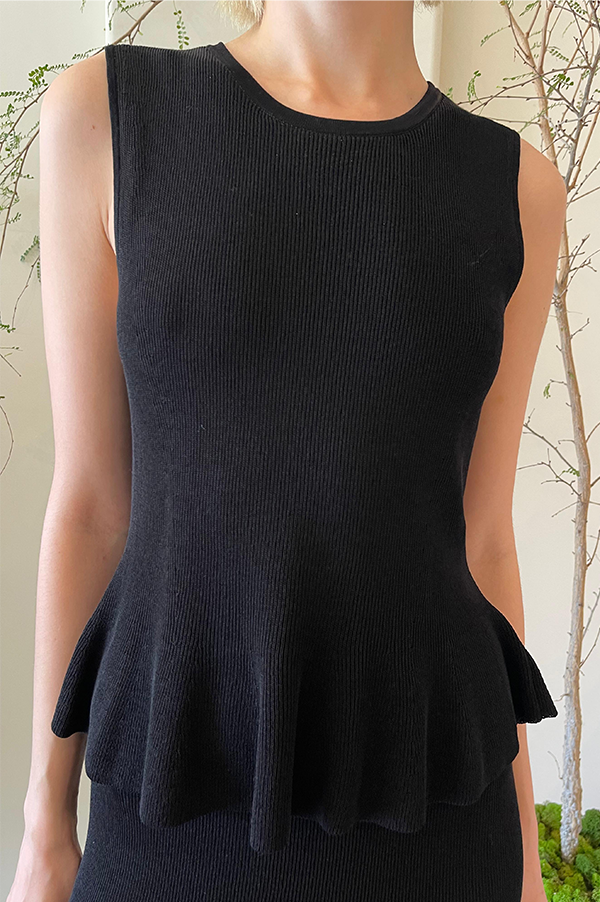 Liliana Double Layer Peplum Dress in Black