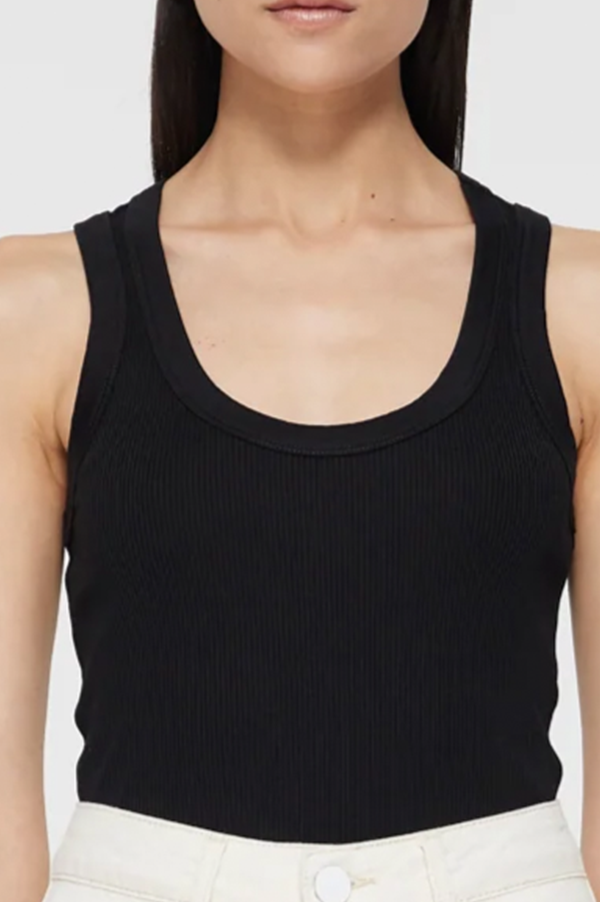 Mercerized Cotton Low Tanktop in Black