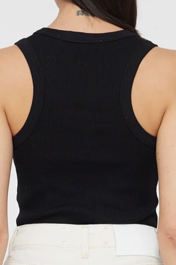 Mercerized Cotton Low Tanktop in Black