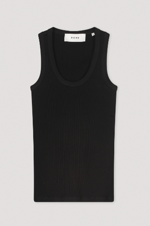 Mercerized Cotton Low Tanktop in Black