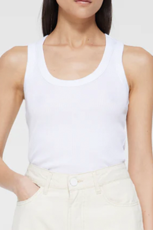 Mercerized Cotton Low Tanktop in White