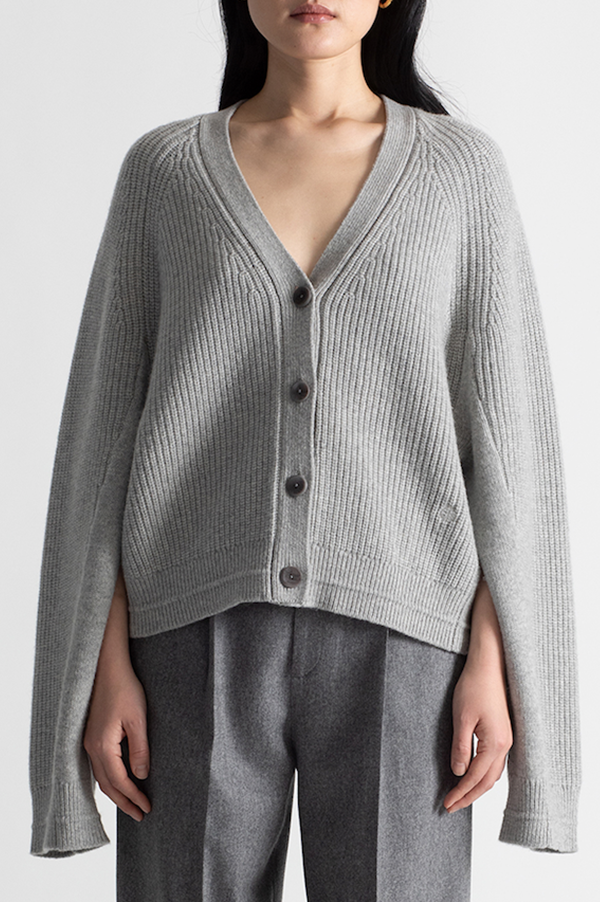 Maria Mcmanus Cocoon Split Sleeve Cardigan in Heather Gray