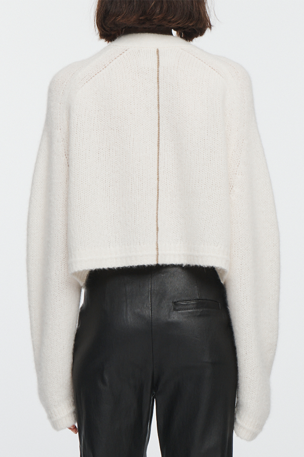 Crop Deep V Cardigan in Ivory (Sold Out)