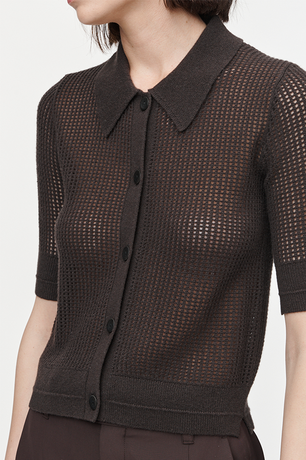 Mesh Knitted polo in Brown Maria McMANUS
