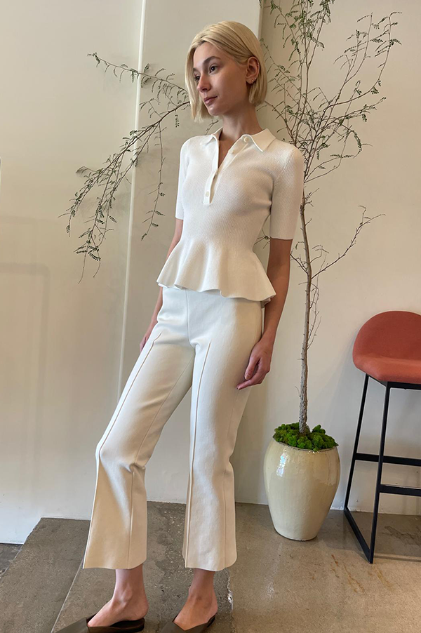 Ashlyn Milo Half Sleeve Top. Ashlyn Milo Half Sleeve Top Ecru.  Ashlyn Milo Half Sleeve Top Cream. Ashlyn ribbed Milo top. Ashlyn ribbed Milo top ecru. Ashlyn ribbed Milo top light white. Ashlyn Milo Polo Style top. Ashlyn Milo Polo Peplum. Ashlyn Polo Peplum Ecru Ashlyn Des Kohan. Ashlyn West Hollywood. Ashlyn Los Angeles. Des Kohan. Des Kohan Los Angeles. 