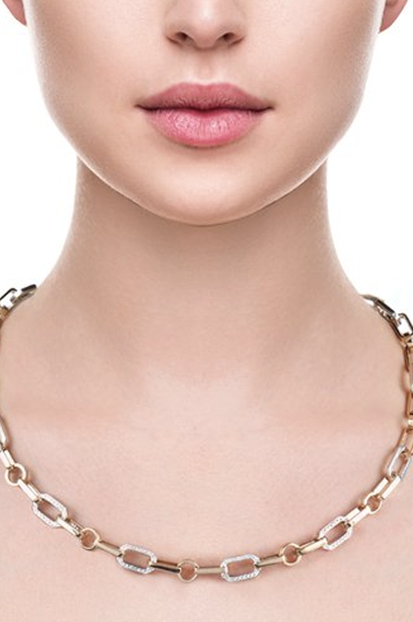 Gold and Silver Diamond Chain Necklace