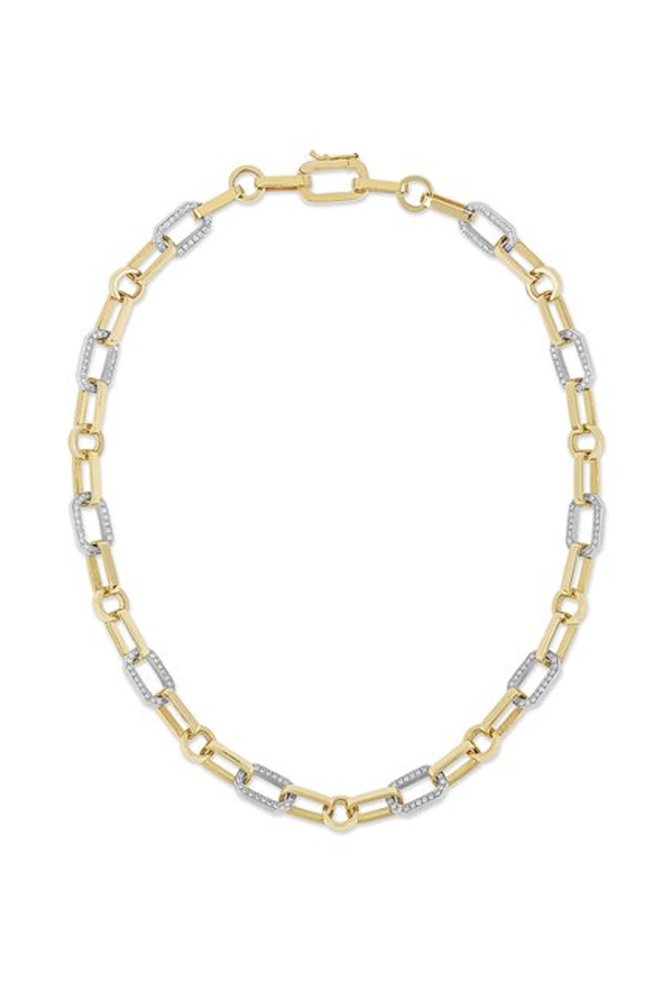 Mixed Link Silver and Gold Diamond Chain