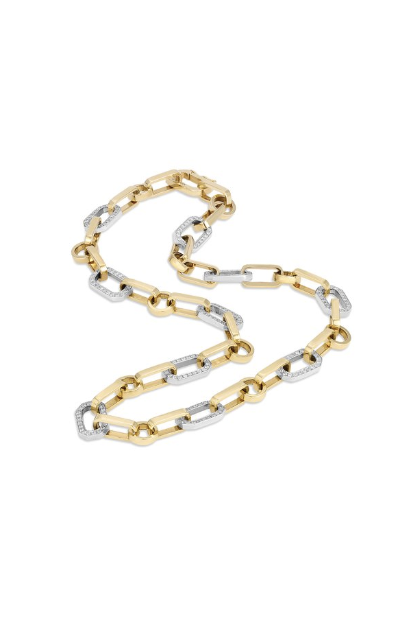 Mixed Link Silver and Gold Diamond Chain