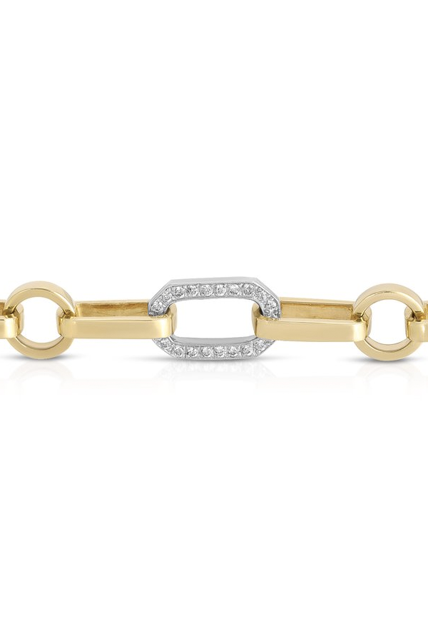 Mixed Link Silver and Gold Diamond Chain