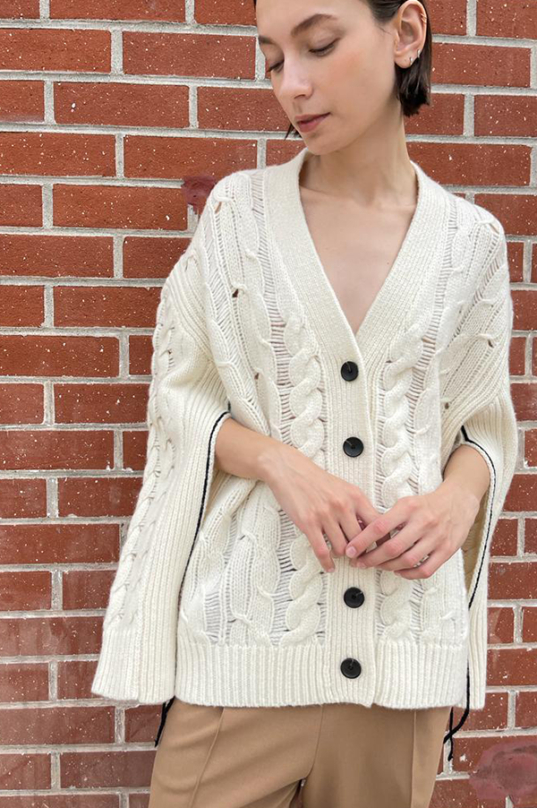 Maria Mcmanus Oversized Aran Cardigan in Ivory