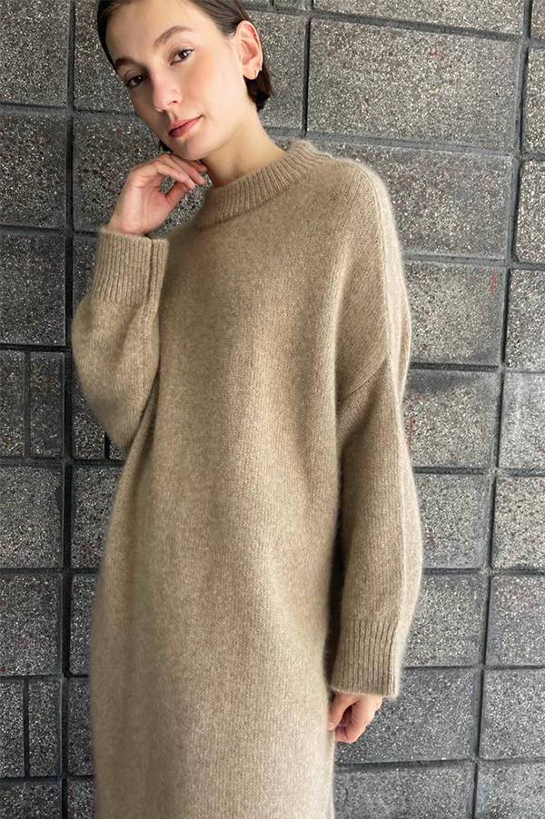 Oversized Round Neck Dress in Tortora – Des Kohan