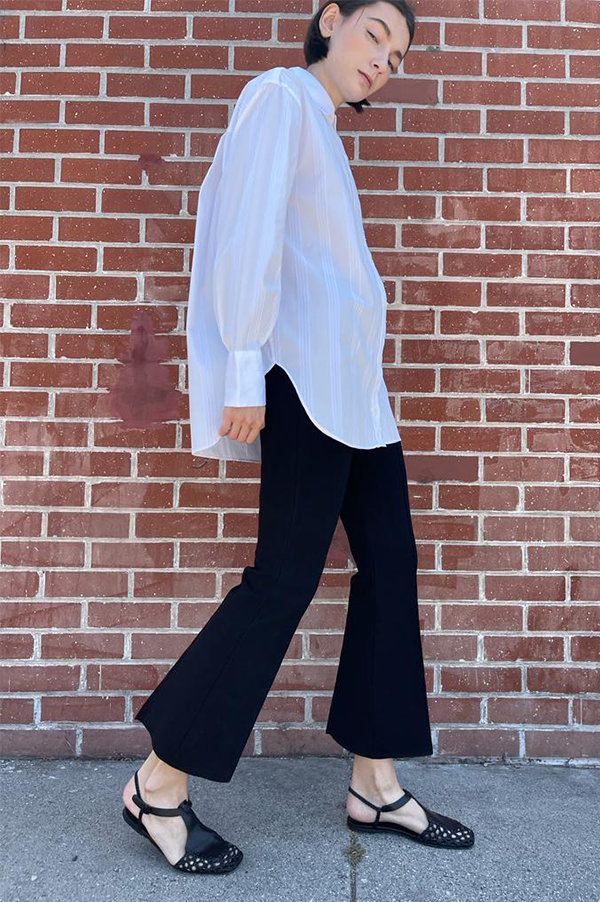 Oversized long sleeve tunic shirt in white Maria McManus 