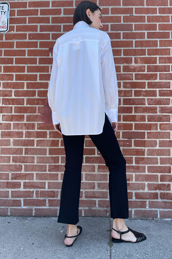 Oversized long sleeve tunic shirt in white Maria McManus 