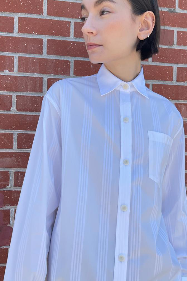 Oversized long sleeve tunic shirt in white Maria McManus 