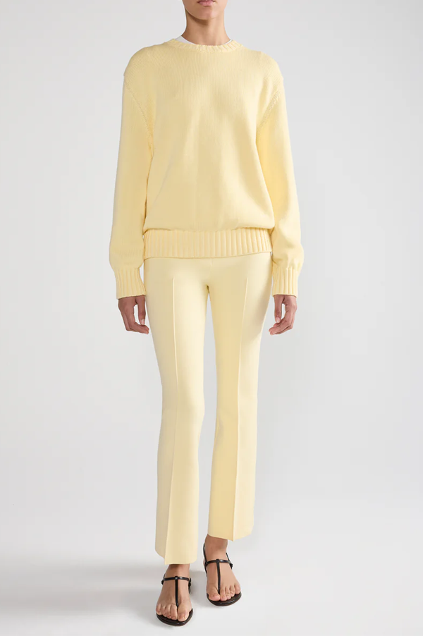 Kick Stretch-Cotton Pants In Subtle Jacquard Pale Yellow