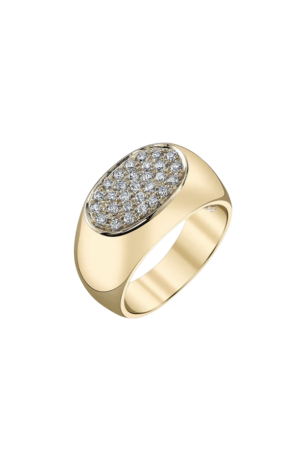 Signet Ring with White Pavé Diamonds