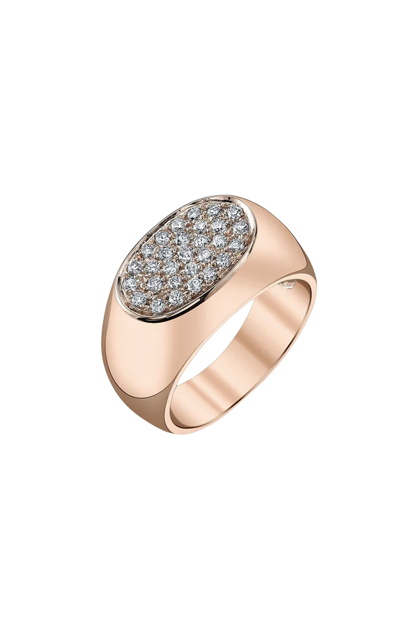 Signet Ring with White Pavé Diamonds