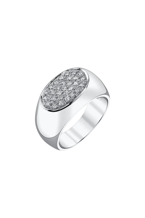 Signet Ring with White Pavé Diamonds