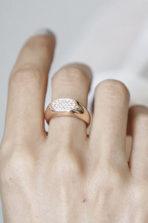 Signet Ring with White Pavé Diamonds