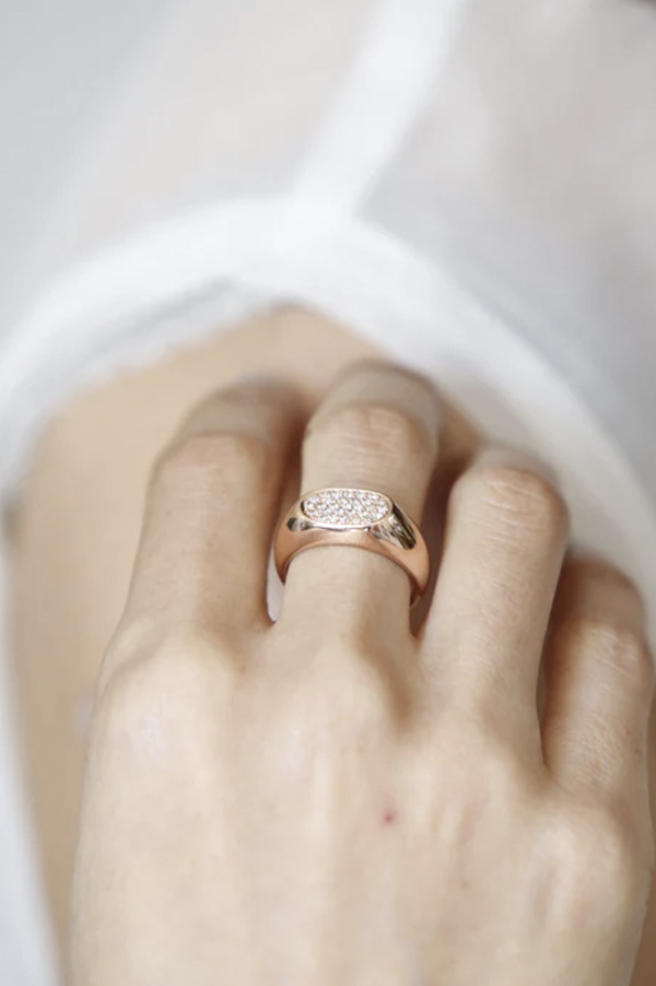 Signet Ring with White Pavé Diamonds