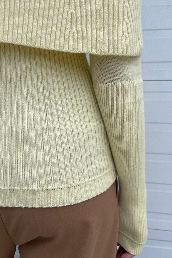 Maria Mcmanus Ribbed Cape Sweater in Pale Yellow