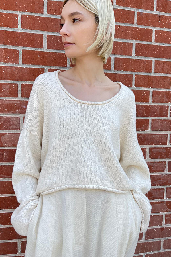 Roving U Neck Sweater in Raw White (Sold Out)