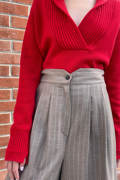 ShawlCollarSweaterinRedLacquer ShawlCollarSweaterinRedLacquer