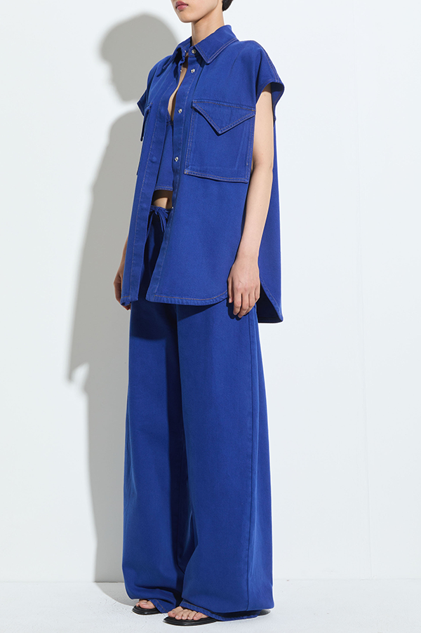 Teta Sleeveless Denim Top in Cargo Blue Denim