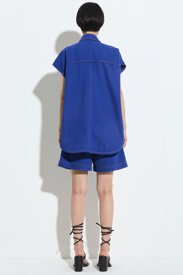 Teta Sleeveless Denim Top in Cargo Blue Denim