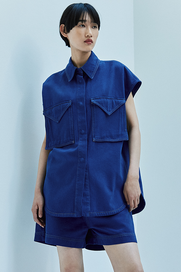 Teta Sleeveless Denim Top in Cargo Blue Denim