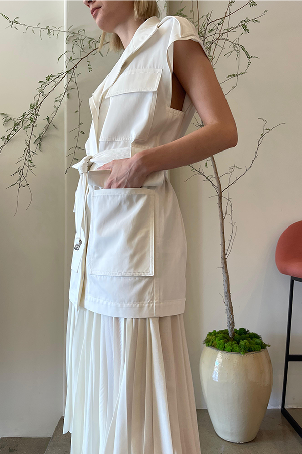 Jalit Sleeveless Jacket in White