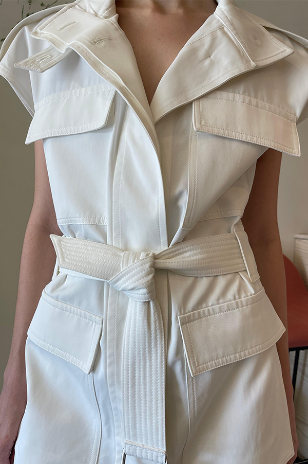 Jalit Sleeveless Jacket in White