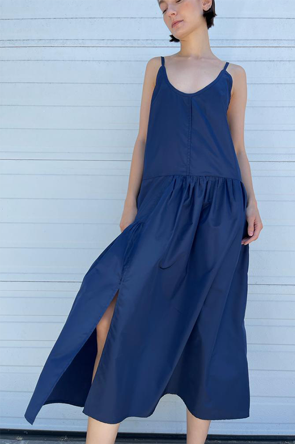 navy silk slip dress Women's Satin Slip Dress, Coastal Blue, Size XL