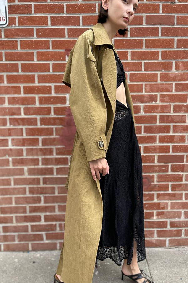 Textured Trench Coat in Dull Gold (Sold Out)