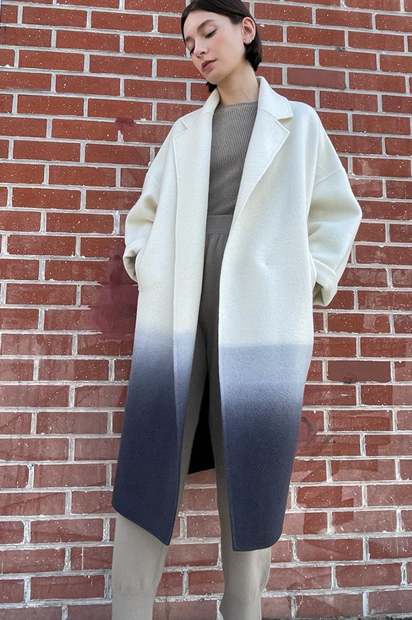 Dusan Tie Dye Oversized Coat in Cream/Gray