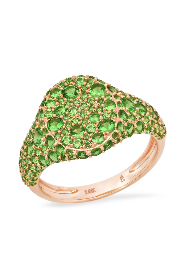Tsavorite Encrusted Signet Ring
