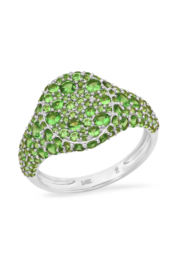 Tsavorite Encrusted Signet Ring