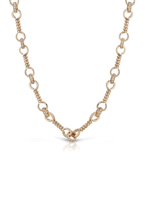 Twist Bar Link Necklace with Diamonds