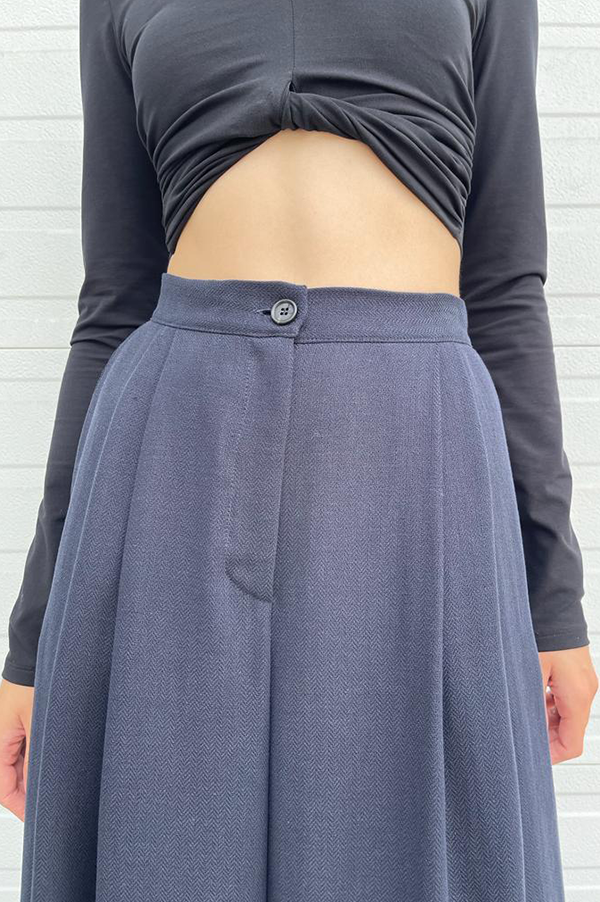 Dusan Wide Leg Linen Pants in Navy