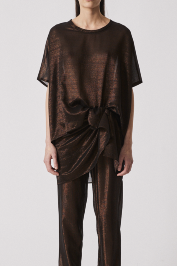 Dusan Lame easy t-shirt blouse in bronze 