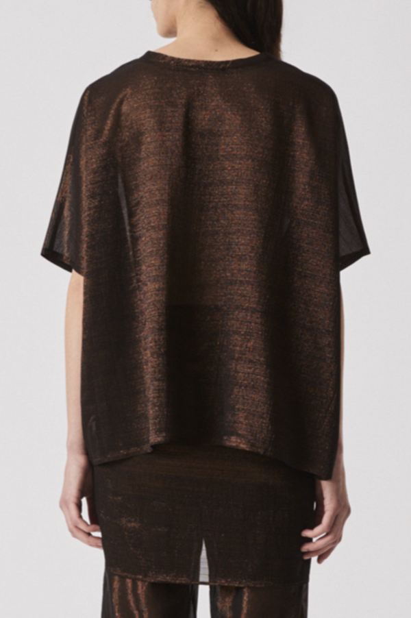 Dusan Lame easy t-shirt blouse in bronze