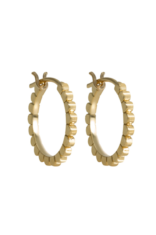 14K Yellow Gold Scalloped Hoop Earrings