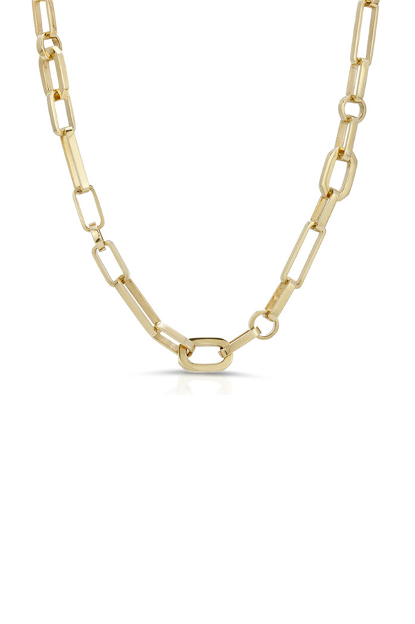 14K Yellow Gold Mixed Link Chain Necklace