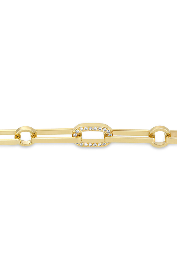 14K Yellow Gold Bracelet with Center Diamond Link